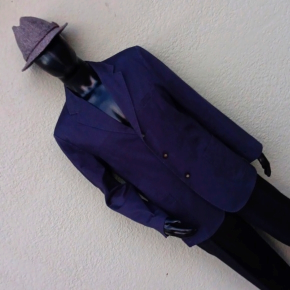 St.Johns Bay Men's Elegant Blue Pure Cotton (3) Buttoned Luxe Blazer